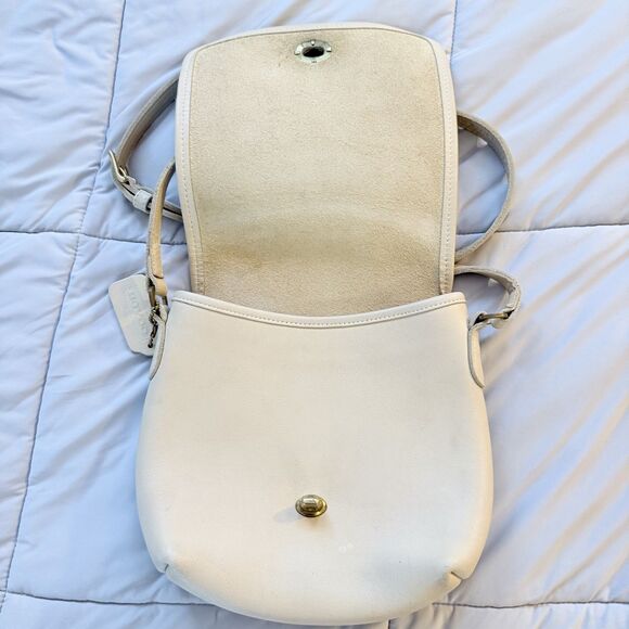 Coach Bag Vintage Companion Flap Purse Bone White Leather Crossbody Shoulder Bag - Picture 4 of 9